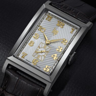 Montre Lip Churchill T24 Petite Seconde quartz cadran argenté bracelet cuir marron 41,5 x 23,5 mm