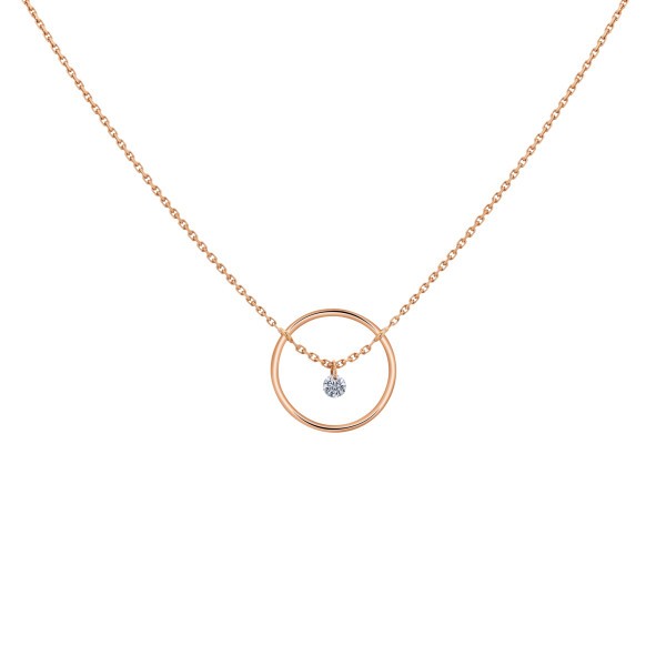 Collier La Brune et La Blonde Excentrique Rond en or rose diamant taille brillant 0,07 carat - Soldat_PL