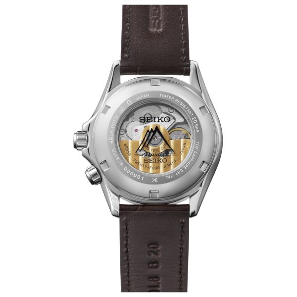 Montre Seiko Prospex Alpinist automatique cadran vert bracelet cuir marron 39,45 mm