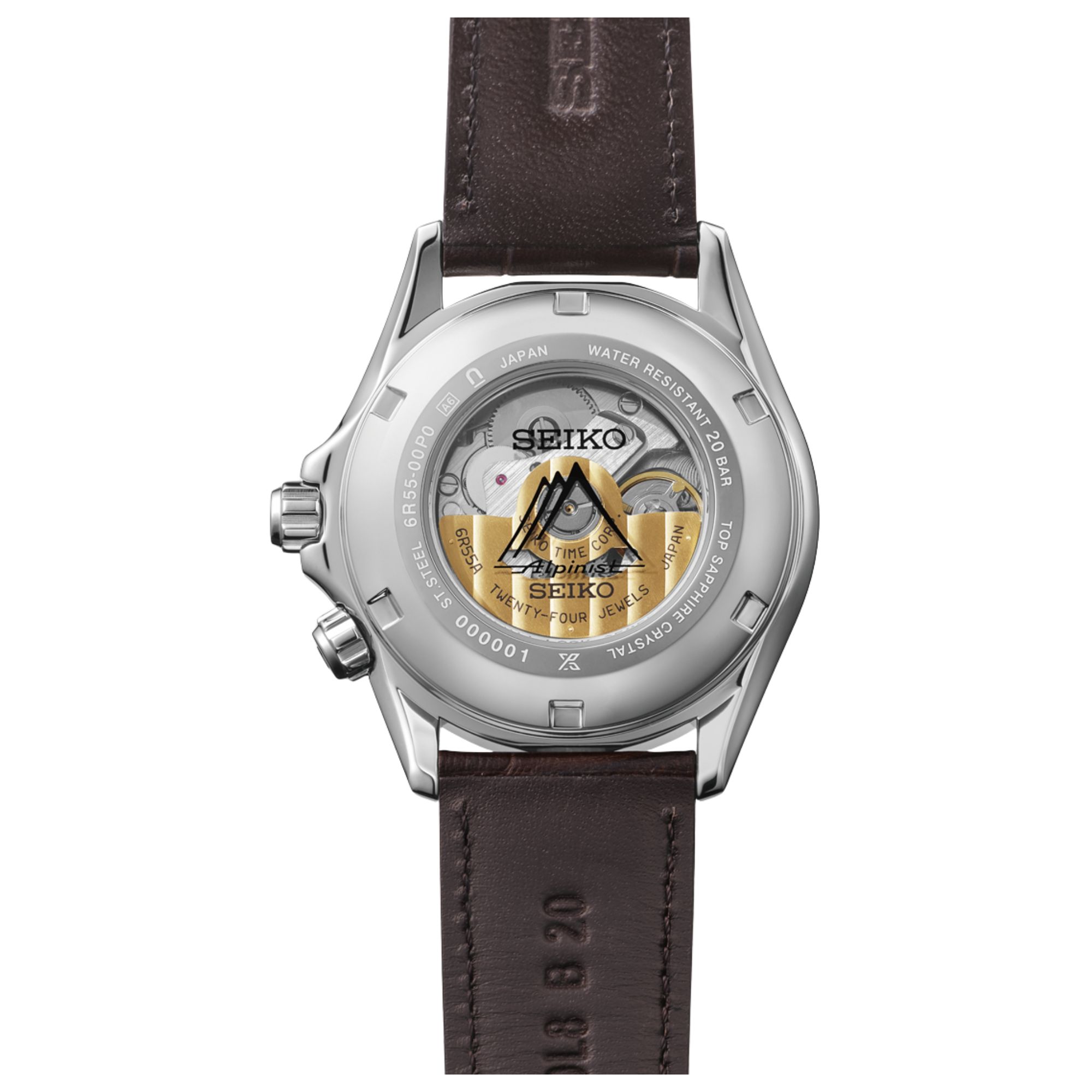 Montre Seiko Prospex Alpinist automatique cadran vert bracelet cuir marron 39,45 mm