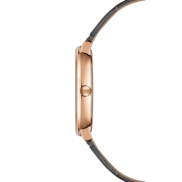 Montre Raymond Weil Toccata Héritage Mécanique PVD or rose cadran cuivre bracelet cuir 33 mm x 38 mm