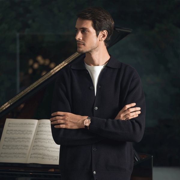 Montre Raymond Weil Toccata Héritage Mécanique PVD or rose cadran cuivre bracelet cuir 33 mm x 38 mm