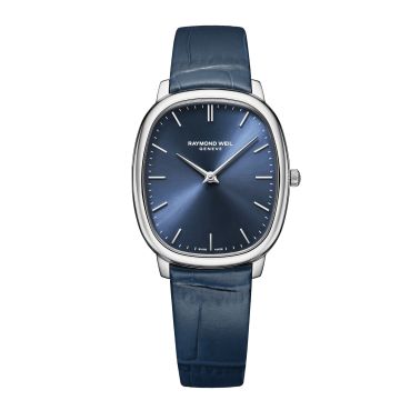 Montre Raymond Weil Toccata Héritage Quartz cadran bleu bracelet cuir 31 mm x 36 mm