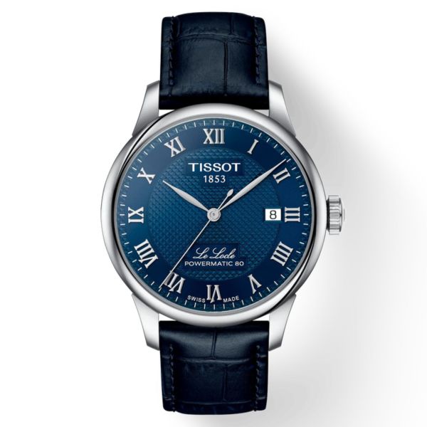 Montre Tissot T-Classic Le Locle Powermatic 80 cadran bleu bracelet cuir bleu 39 mm