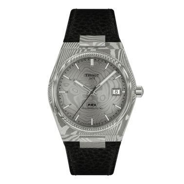 Tissot PRX Damascus Powermatic 80 damascus steel dial damas leather strap 38 mm