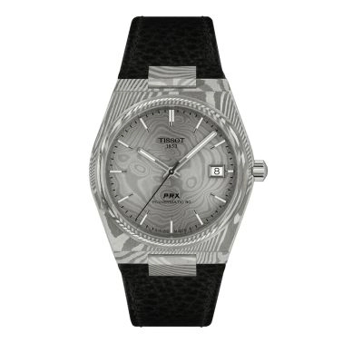 Tissot PRX Damascus Powermatic 80 damascus steel dial damas leather strap 38 mm