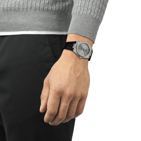 Montre Tissot PRX Damas Powermatic 80 cadran acier damas bracelet cuir 38 mm