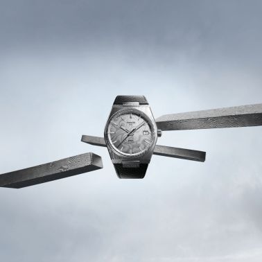 Montre Tissot PRX Damas Powermatic 80 cadran acier damas bracelet cuir 38 mm