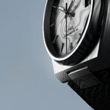 Montre Tissot PRX Damas Powermatic 80 cadran acier damas bracelet cuir 38 mm