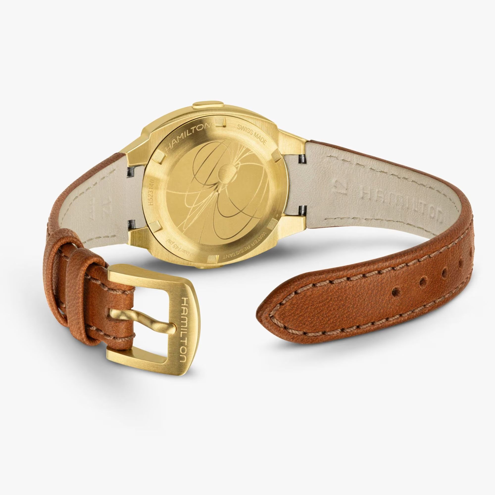 Hamilton PSR 74 Digital quartz watch with yellow gold PVD coating, LCD ...