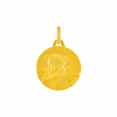 Médaille Augis petite fille aux couettes en or jaune