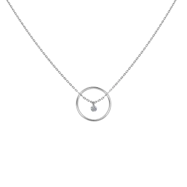 Collier La Brune et La Blonde Excentrique Rond en or blanc diamant taille brillant 0,07 carat