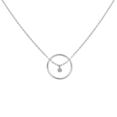 Collier La Brune et La Blonde Excentrique Rond en or blanc diamant taille brillant 0,07 carat