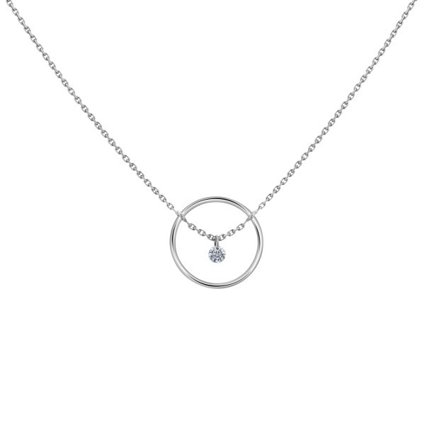 Collier La Brune et La Blonde Excentrique Rond en or blanc diamant taille brillant 0,07 carat