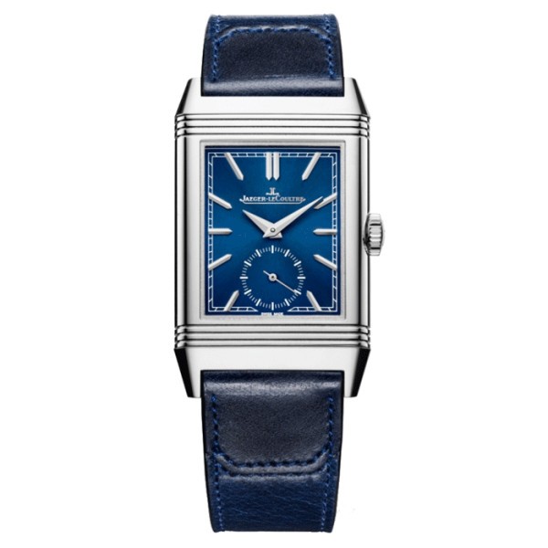 Montre Jaeger-LeCoultre Reverso Tribute petite seconde cadran bleu bracelet cuir bleu Fagliano