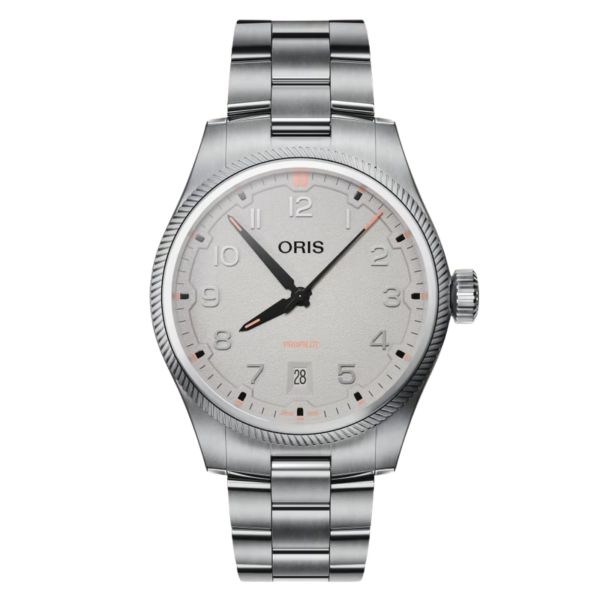 Montre Oris Aviation Propilot Date automatique cadran gris bracelet acier 41 mm