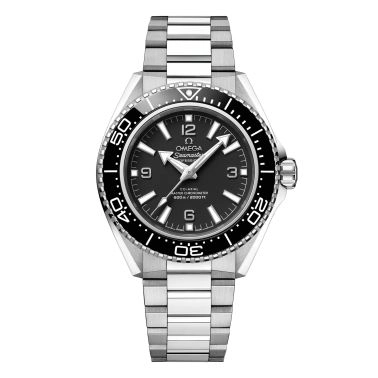 Montre Omega Seamaster Planet Ocean 600m lunette noire cadran noir bracelet acier 42 mm