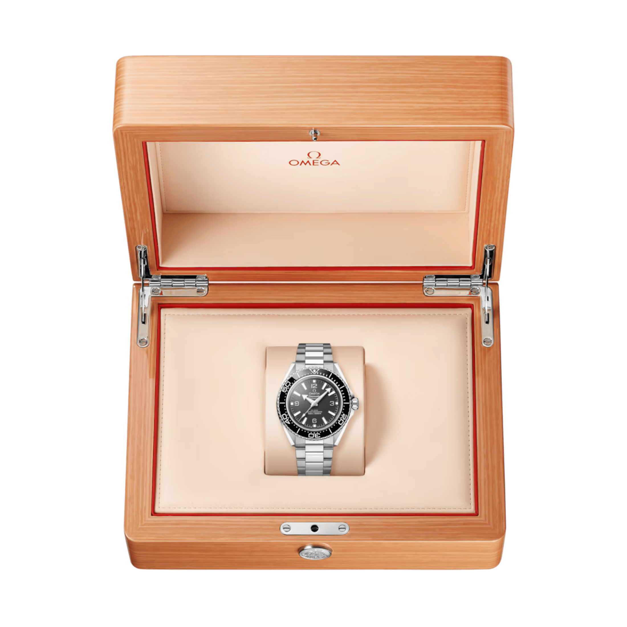 Montre Omega Seamaster Planet Ocean 600m lunette noire cadran noir bracelet acier 42 mm