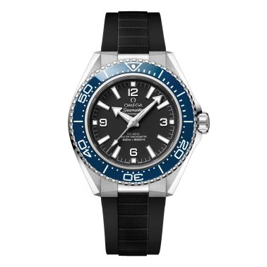 Omega Seamaster Planet Ocean 600m blue bezel black dial rubber strap 42 mm