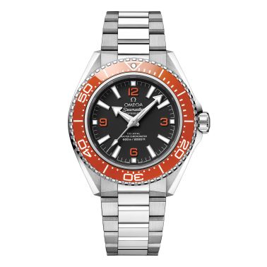 Montre Omega Seamaster Planet Ocean 600m lunette orange cadran noir bracelet acier 42 mm