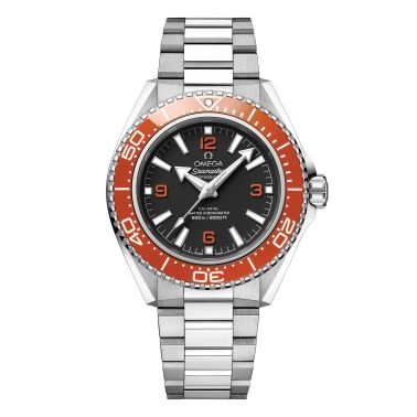 Montre Omega Seamaster Planet Ocean 600m lunette orange cadran noir bracelet acier 42 mm
