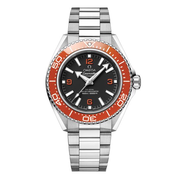 Omega Seamaster Planet Ocean 600m orange bezel black dial steel bracelet 42 mm