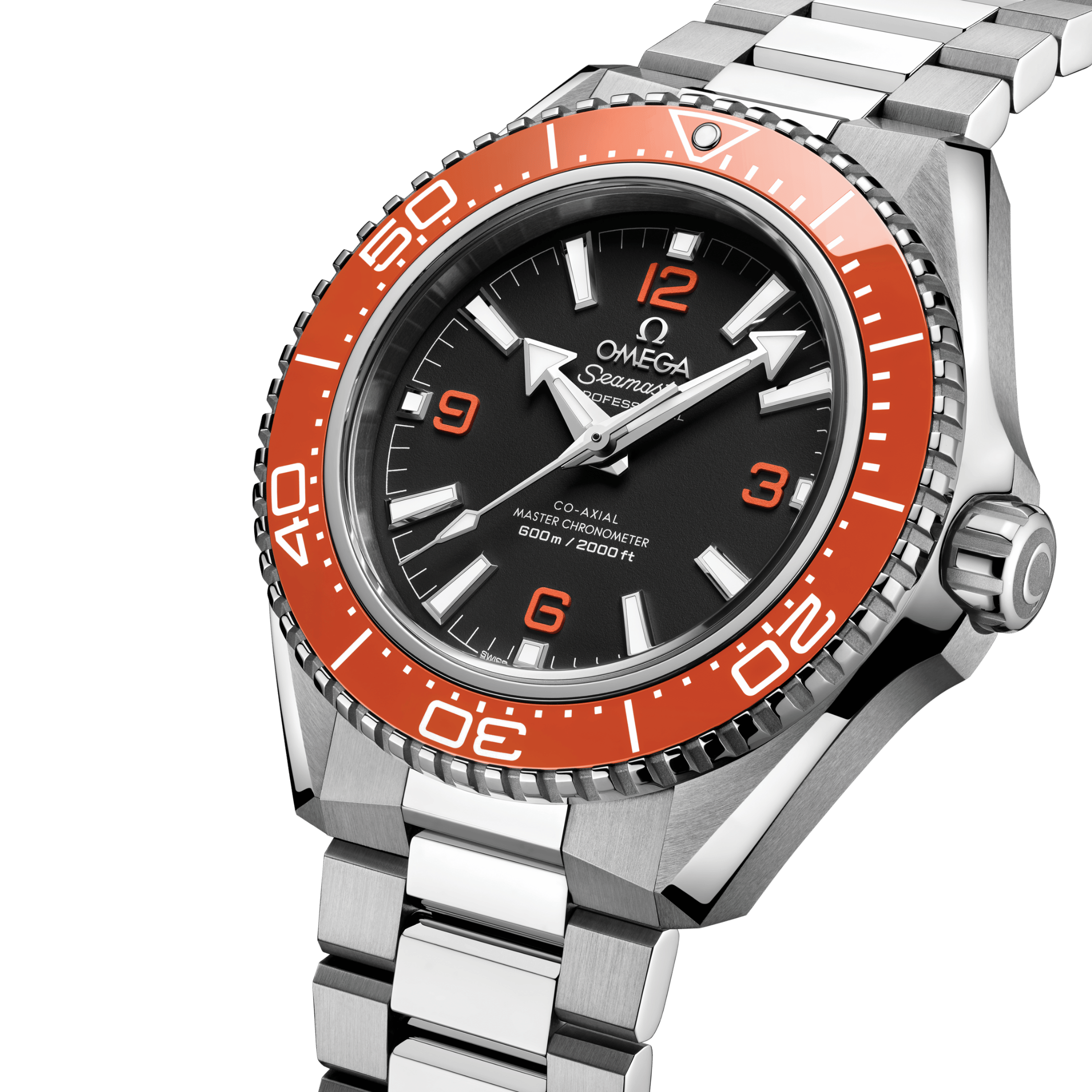Omega Seamaster Planet Ocean 600m orange bezel black dial steel bracelet 42 mm