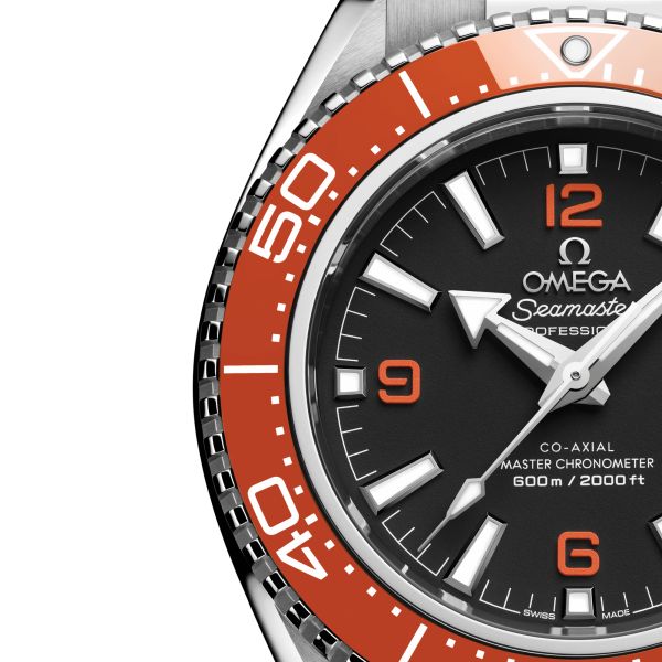 Omega Seamaster Planet Ocean 600m orange bezel black dial steel bracelet 42 mm