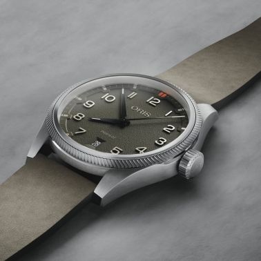 Oris Aviation Propilot Date Automatic Watch with Green Dial and Leather Strap, 41 mm