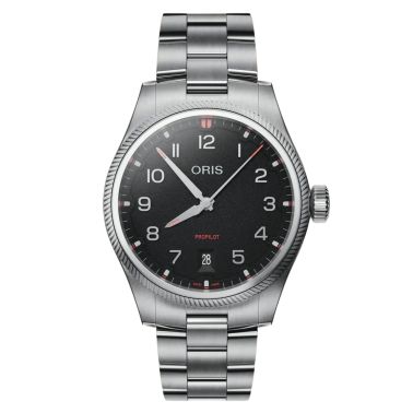 Oris Aviation Propilot Date Automatic Watch with black Dial and Steel Bracelet, 41 mm