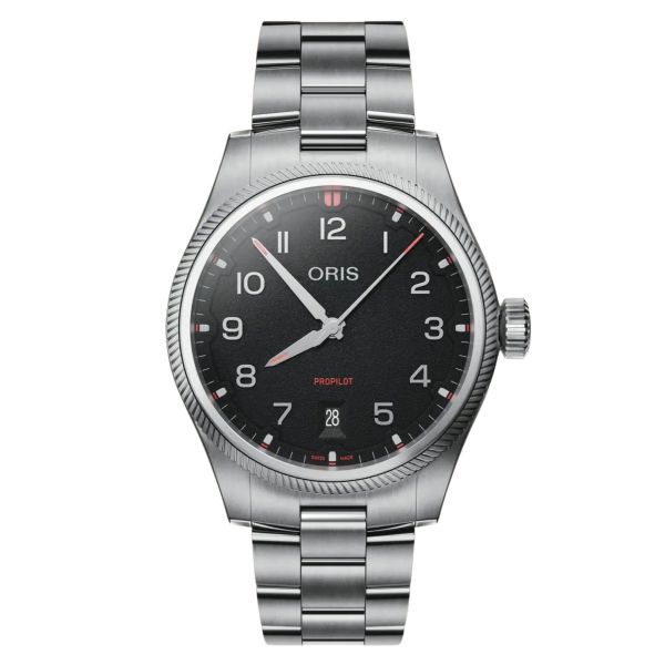 Montre Oris Aviation Propilot Date automatique cadran noir bracelet acier 41 mm
