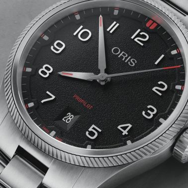 Oris Aviation Propilot Date Automatic Watch with black Dial and Steel Bracelet, 41 mm