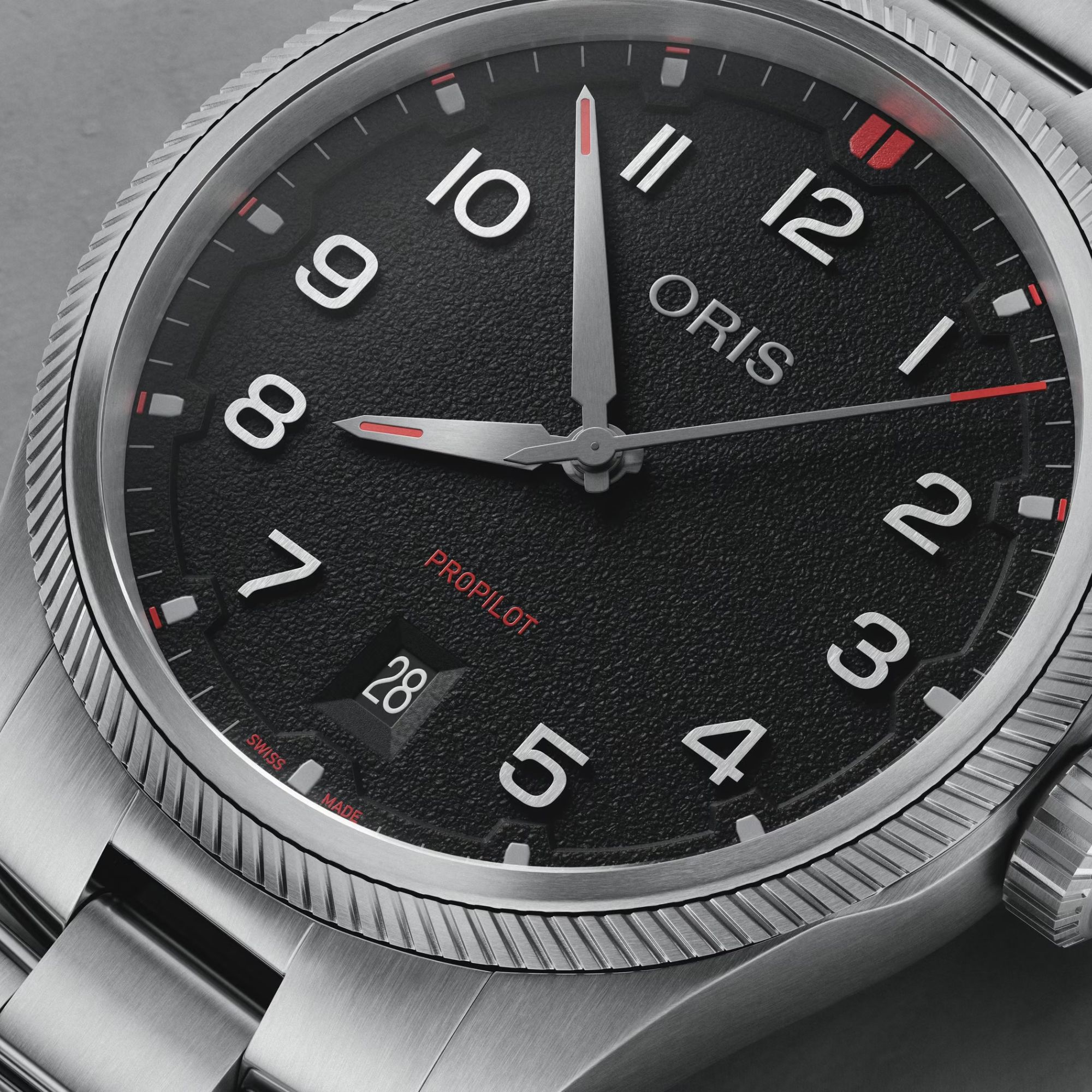 Montre Oris Aviation Propilot Date automatique cadran noir bracelet acier 41 mm