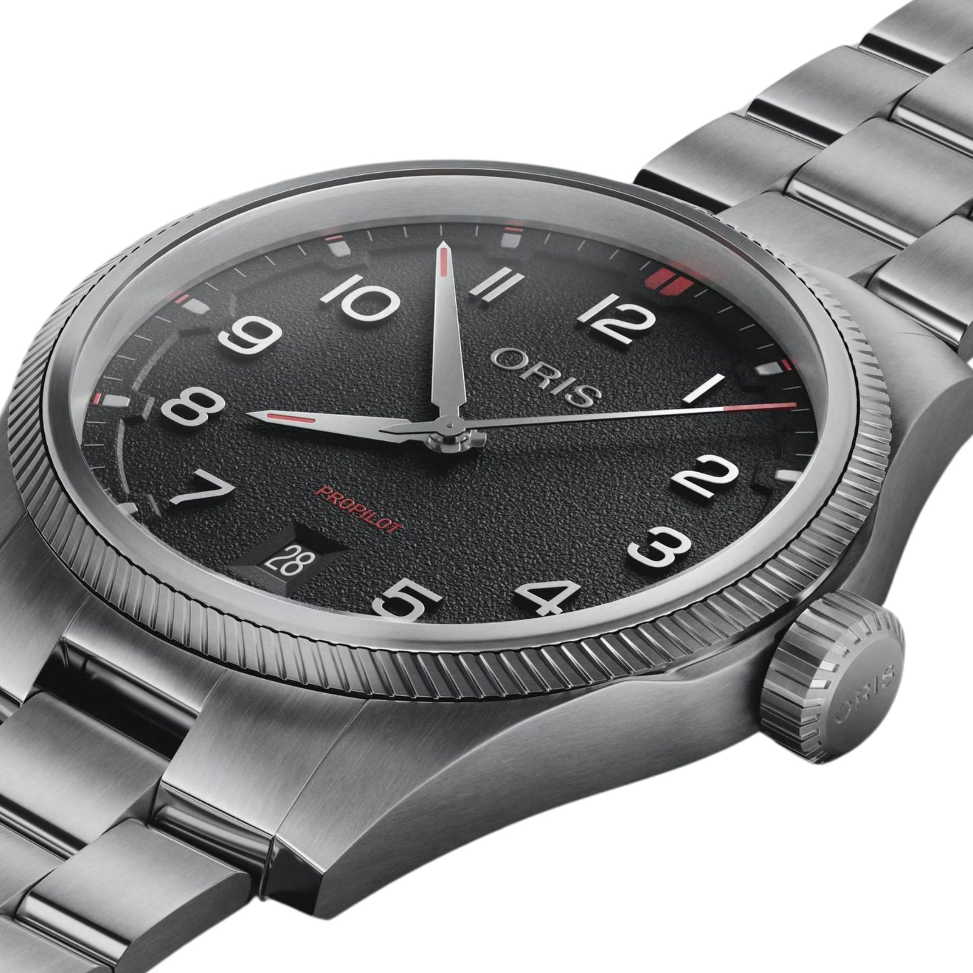 Montre Oris Aviation Propilot Date automatique cadran noir bracelet acier 41 mm