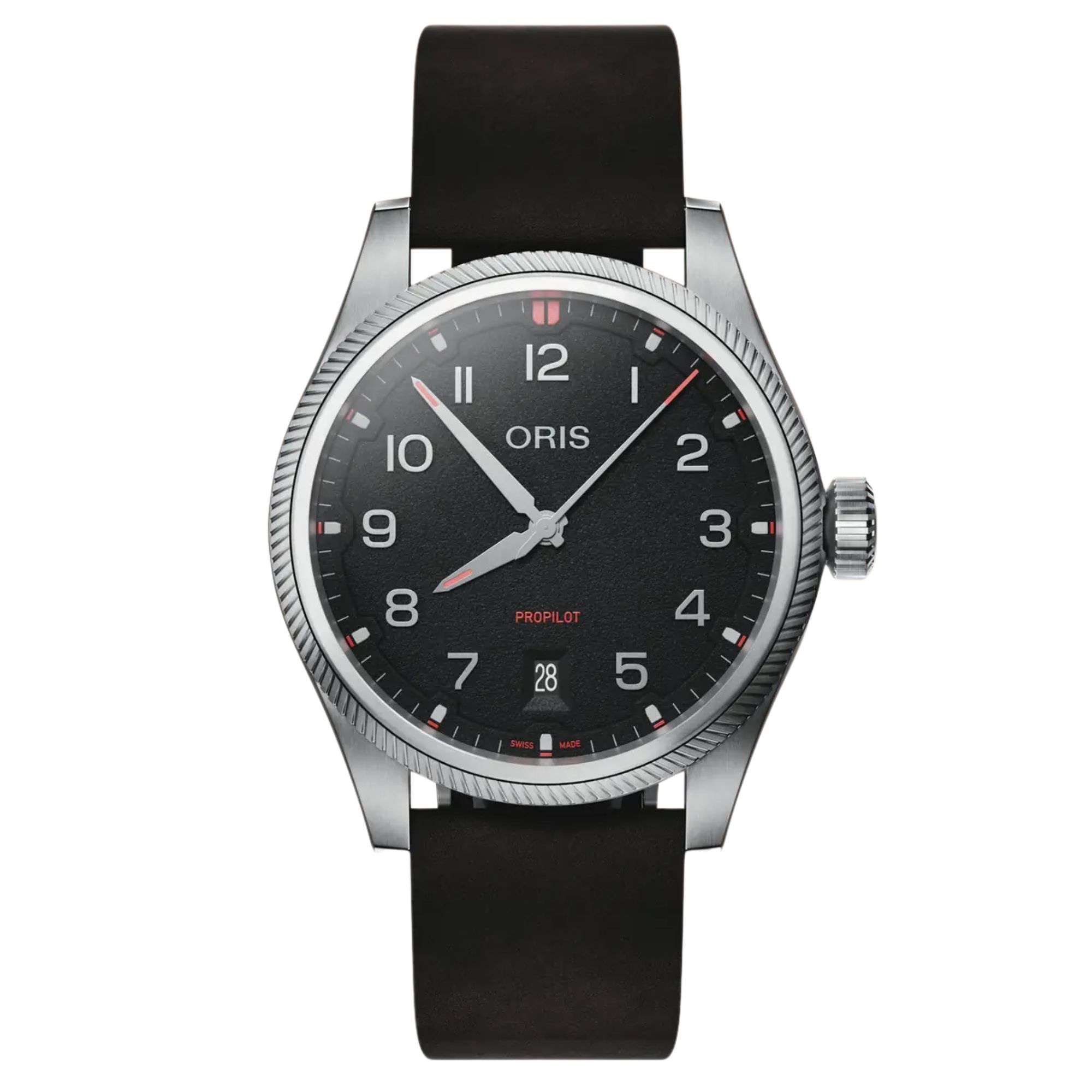 Oris Aviation Propilot Date Automatic Watch with black Dial and Leather Strap, 41 mm