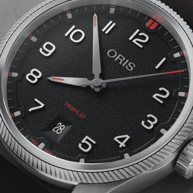 Oris Aviation Propilot Date Automatic Watch with black Dial and Leather Strap, 41 mm