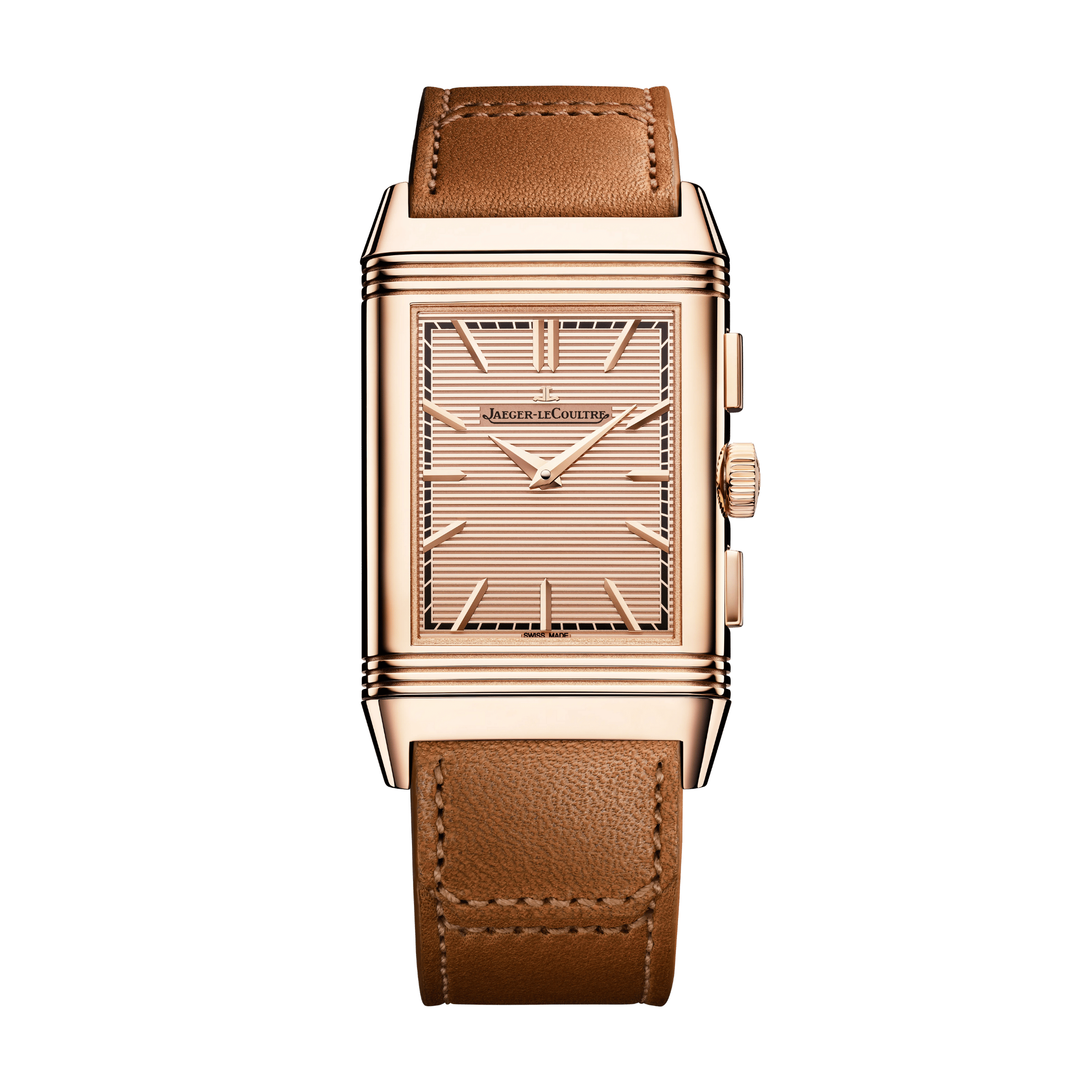 Jaeger-LeCoultre Reverso Tribute Chronograph Rose Gold mechanical gold-tone dial leather strap 49.4 × 29.9 mm