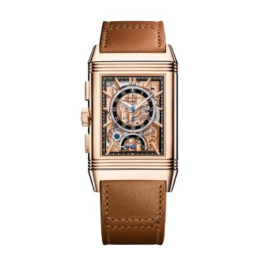 Jaeger-LeCoultre Reverso Tribute Chronograph Rose Gold mechanical gold-tone dial leather strap 49.4 × 29.9 mm