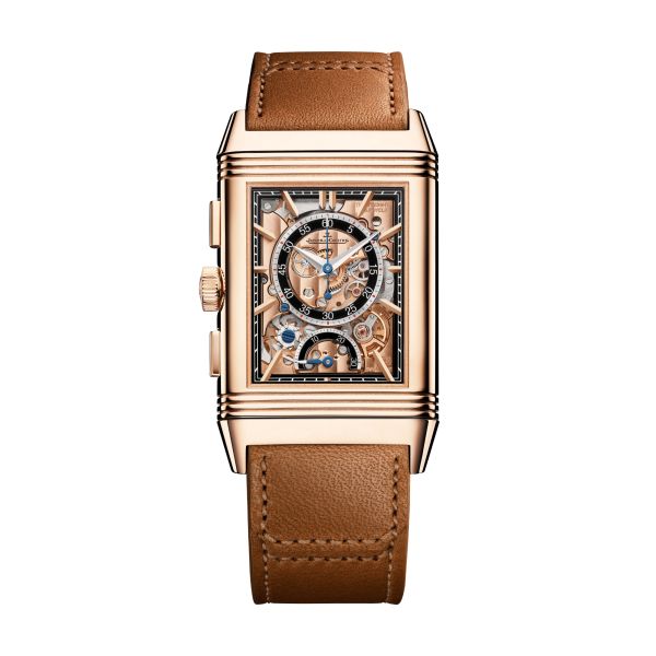 Jaeger-LeCoultre Reverso Tribute Chronograph Rose Gold mechanical gold-tone dial leather strap 49.4 × 29.9 mm