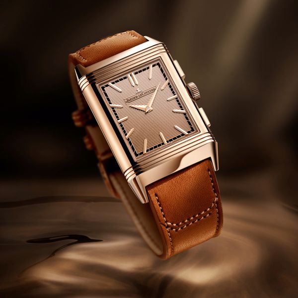 Jaeger-LeCoultre Reverso Tribute Chronograph Rose Gold mechanical gold-tone dial leather strap 49.4 × 29.9 mm