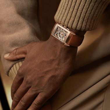 Jaeger-LeCoultre Reverso Tribute Chronograph Rose Gold mechanical gold-tone dial leather strap 49.4 × 29.9 mm