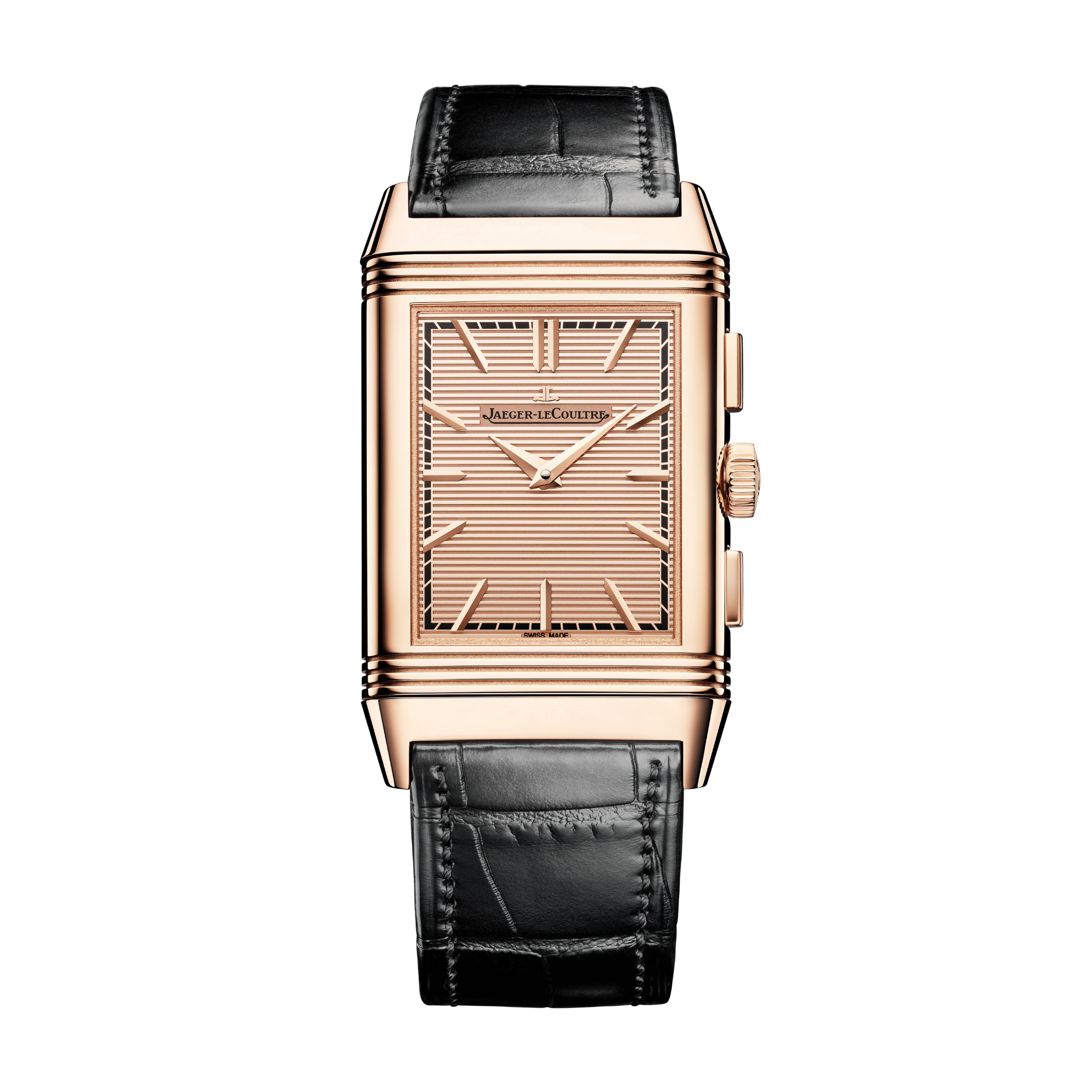 Jaeger-LeCoultre Reverso Tribute Chronograph Rose Gold mechanical gold-tone dial leather strap 49.4 × 29.9 mm