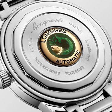 Longines Conquest Heritage automatic watch with silver dial and 38 mm steel bracelet