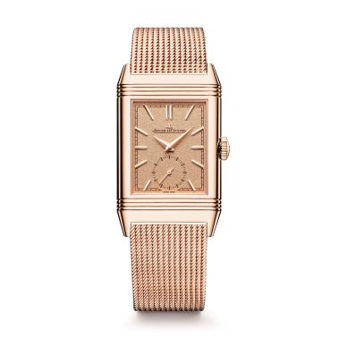 Jaeger-LeCoultre Reverso Tribute Monoface Small Secondsmanual winding gold dial rose gold Milanese mesh bracelet 45.6 x 27.4 m