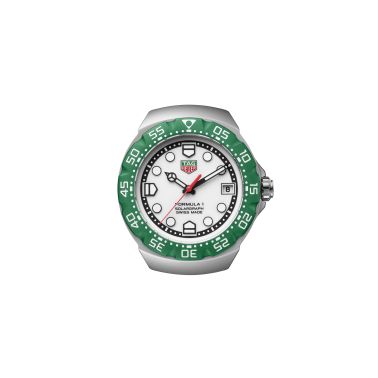 Montre TAG Heuer Formula 1 Solargraph cadran blanc lunette verte bracelet acier 38 mm