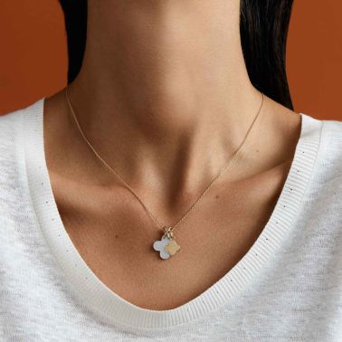 Pendentif Arthus Bertrand Croix Arrondie nacre et or jaune