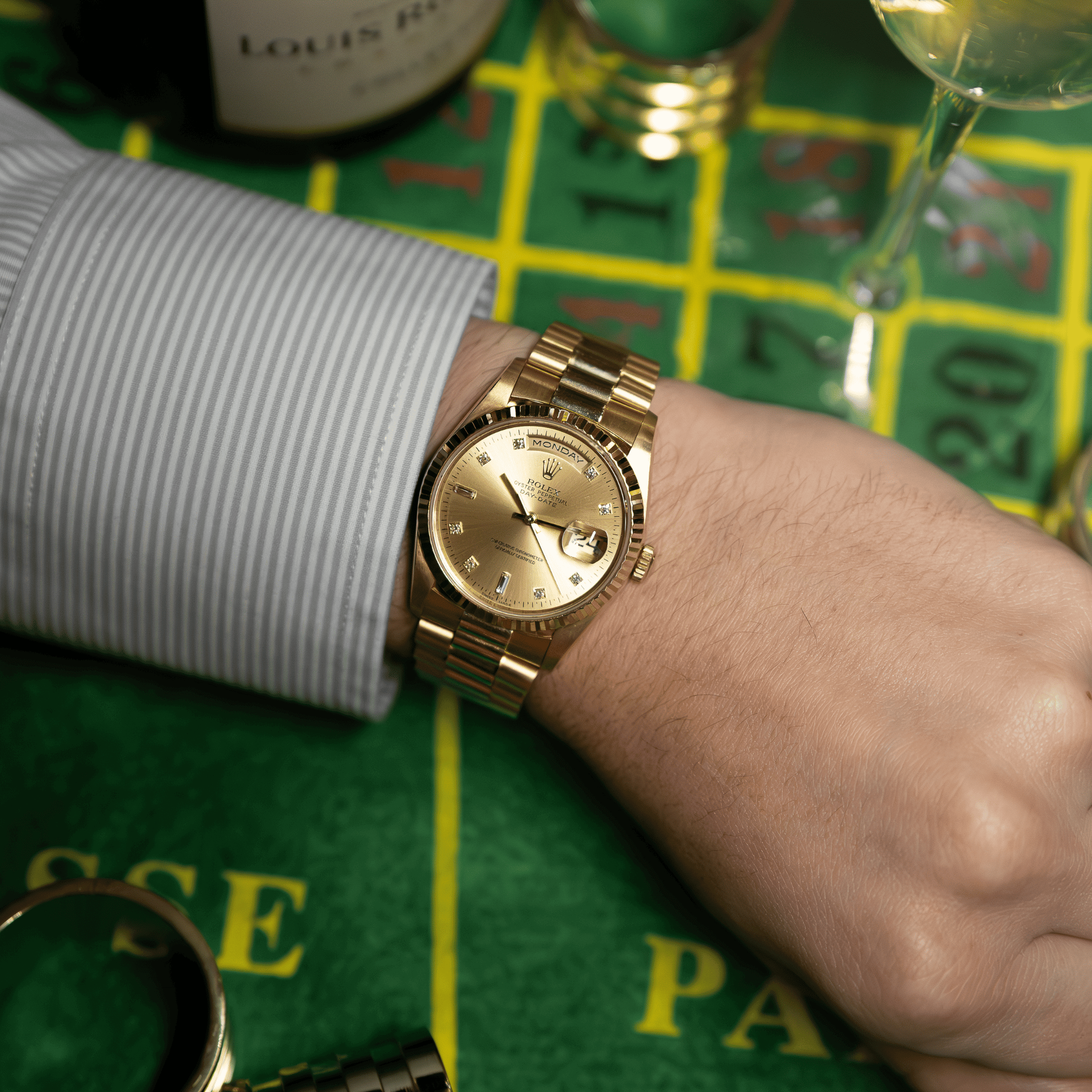Montre Rolex Day-Date 36 Ref. 18238 or jaune automatique 36 mm Full Set 1995