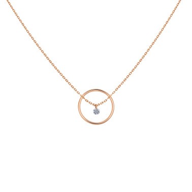 Collier La Brune et La Blonde Excentrique Rond en or rose diamant taille brillant 0,12 carat
