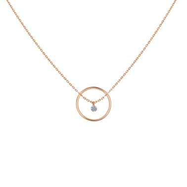 Collier La Brune et La Blonde Excentrique Rond en or rose diamant taille brillant 0,12 carat