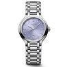Montre Longines PrimaLuna quartz cadran lavande index diamants bracelet acier 30 mm